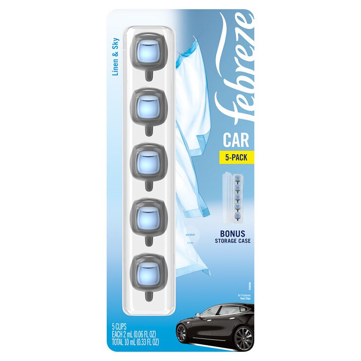 Aromatizante para Auto Febreze, Aromas Linen & Sky o Hawaian , Paquete con 5 piezas  — Imagen 1 de 4