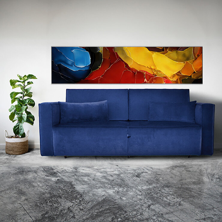Violanti, Sofá Cama De 3 Plazas Con Brazos, Color Azul