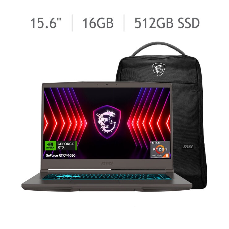 MSI Thin Gaming A15 Laptop 15.6" Full HD AMD Ryzen 5 16GB 512GB SSD + Mochila — Imagen 1 de 4