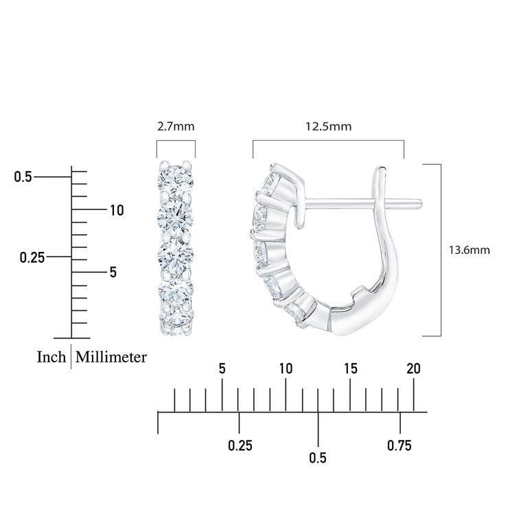 Aretes de Diamantes, 0.80ctw, Oro Blanco de 18K — Imagen 2 de 3
