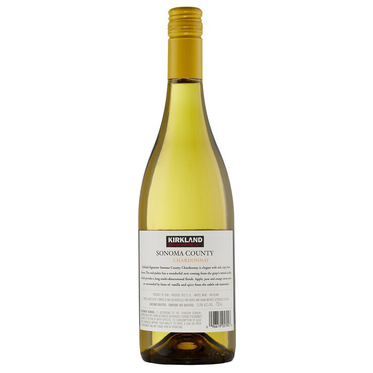 Vino Blanco Kirkland Signature Chardonnay Sonoma County 750 ml — Imagen 2 de 2