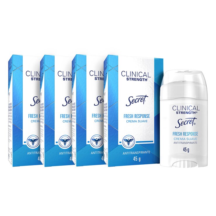 Secret Antitranspirante en crema Clinical Strength 4 piezas de 45 g