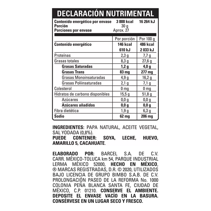 Chip's Sal 800 grs — Imagen 2 de 3