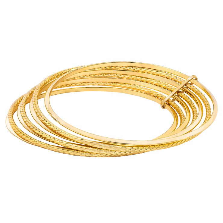 Brazalete, Oro Amarillo de 14K, de 7 aros — Imagen 2 de 4