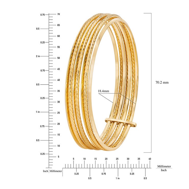 Brazalete, Oro Amarillo de 14K, de 7 aros — Imagen 4 de 4