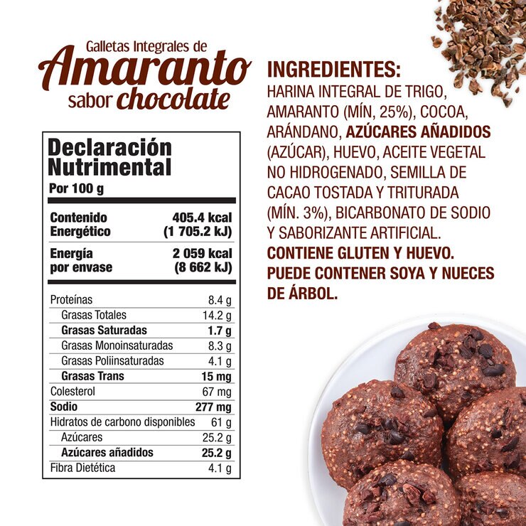 Taifelds Galletas Integrales de Amaranto Sabor Chocolate 508 g — Imagen 2 de 4