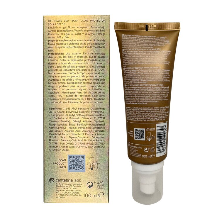 Heliocare 360° Body Glow Protector Solar FPS 50+ 100ml — Imagen 3 de 3