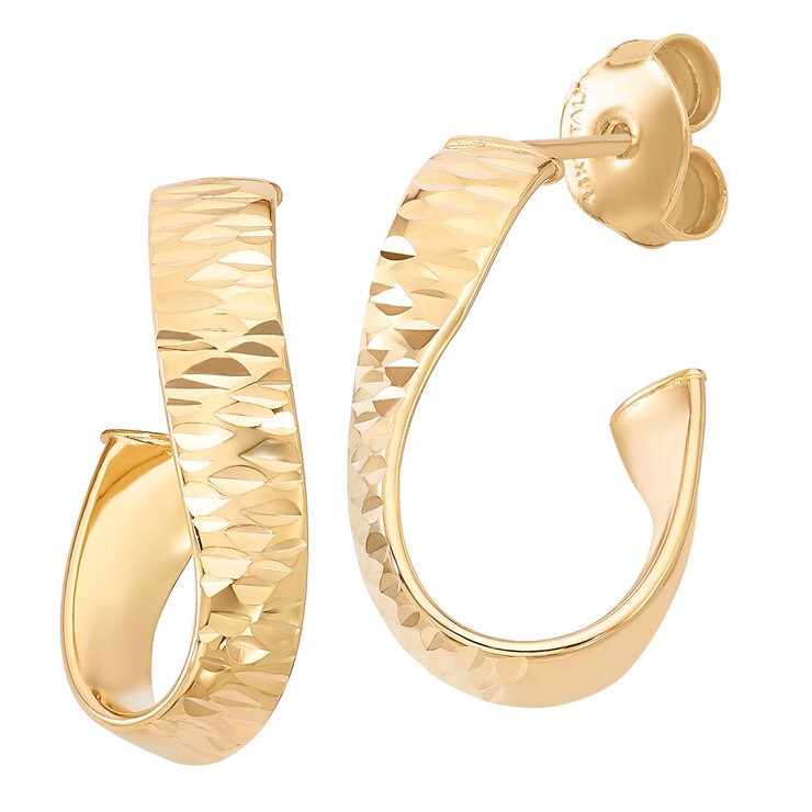 Arracadas Ovaladas Retorcidas, Oro Amarillo de 14K — Imagen 4 de 4