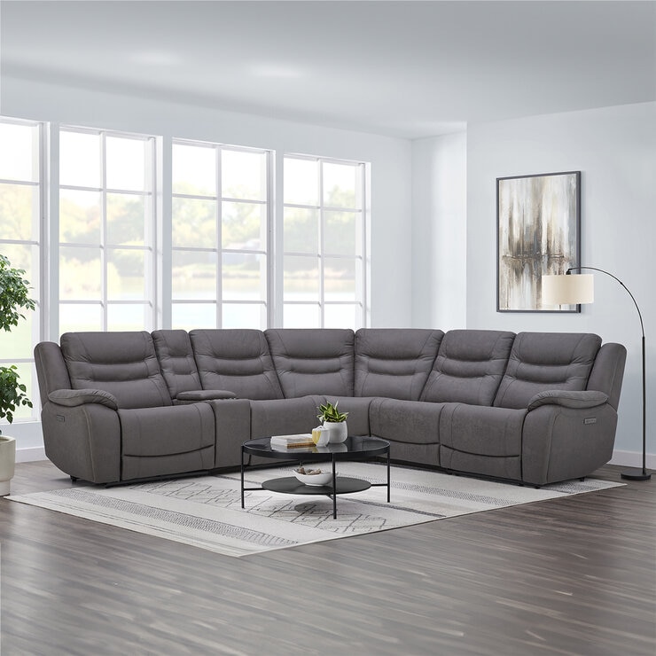 GilmanCreek Furniture, Sofá Seccional Reclinable Eléctrico de Tela con Reposacabezas Eléctricos — Imagen 1 de 4