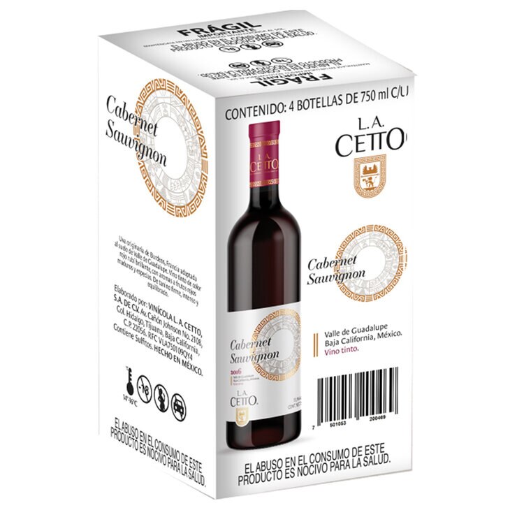 Vino Tinto L.A. Cetto Cabernet Sauvignon 4/750ml  — Imagen 1 de 2