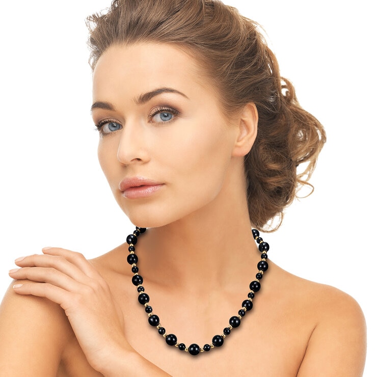 Collar de ónix (6mm y 10mm) y cuentas, Oro Amarillo de 14K — Imagen 3 de 4