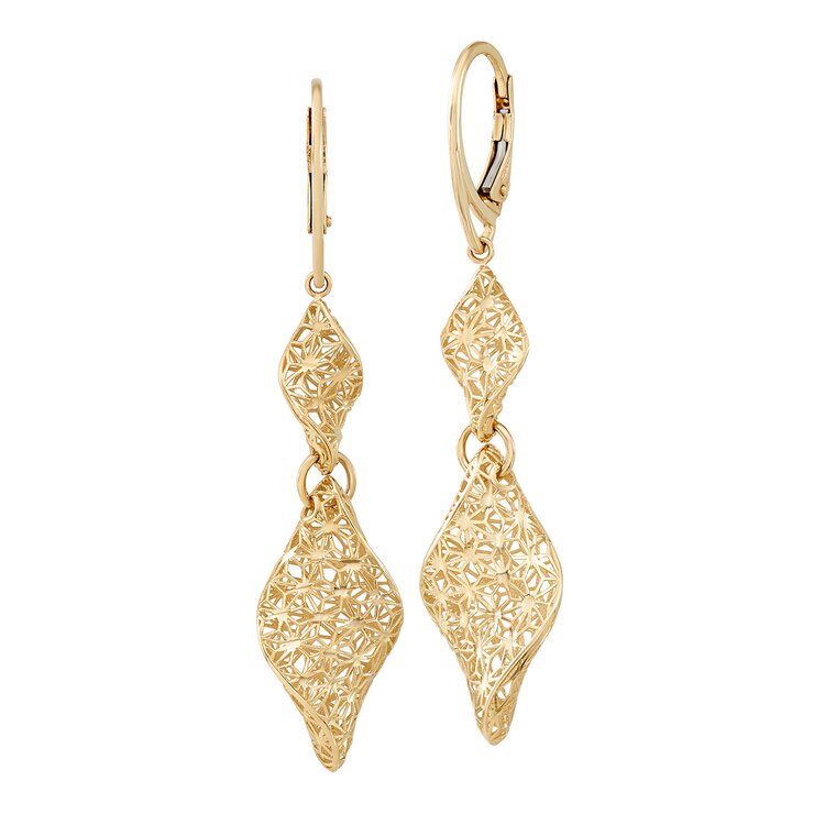 Aretes Colgantes, Oro Amarillo de 14K — Imagen 1 de 4