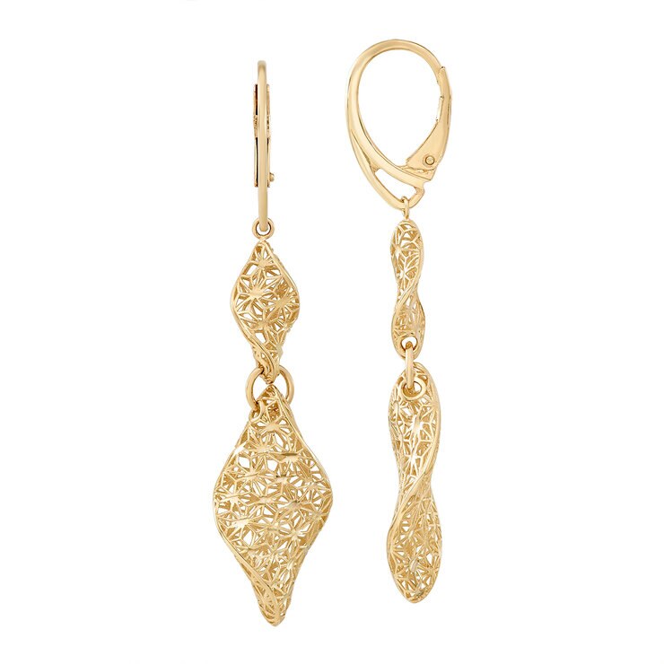Aretes Colgantes, Oro Amarillo de 14K — Imagen 3 de 4