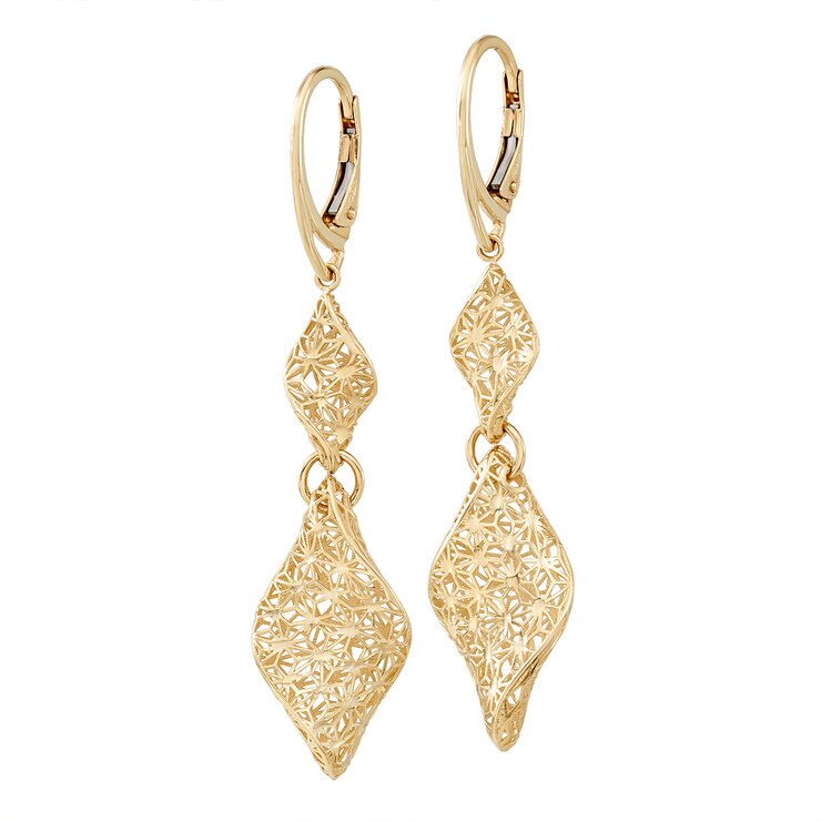 Aretes Colgantes, Oro Amarillo de 14K — Imagen 4 de 4