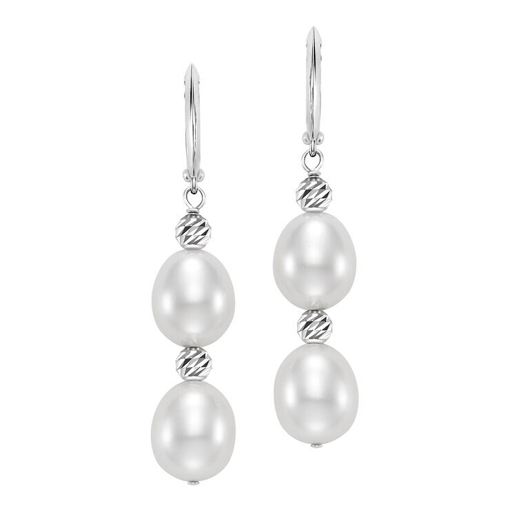 Aretes de Perlas, Oro Blanco de 14K — Imagen 3 de 4