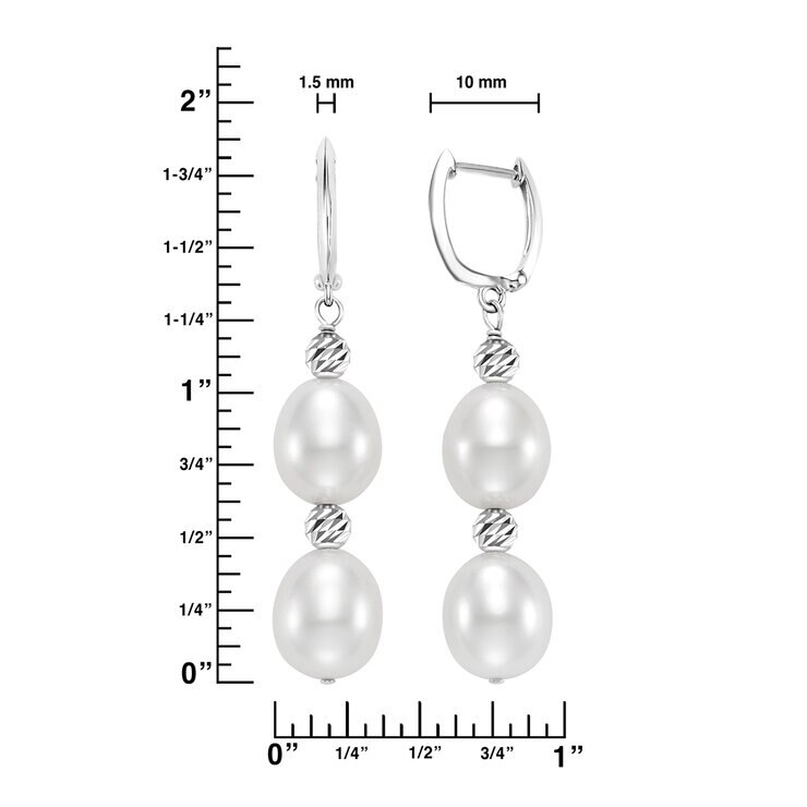 Aretes de Perlas, Oro Blanco de 14K — Imagen 4 de 4