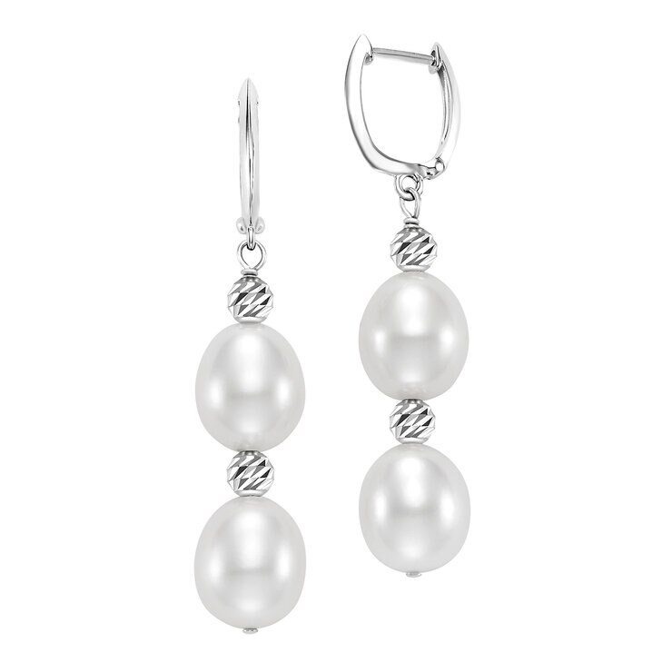 Aretes de Perlas, Oro Blanco de 14K — Imagen 1 de 4