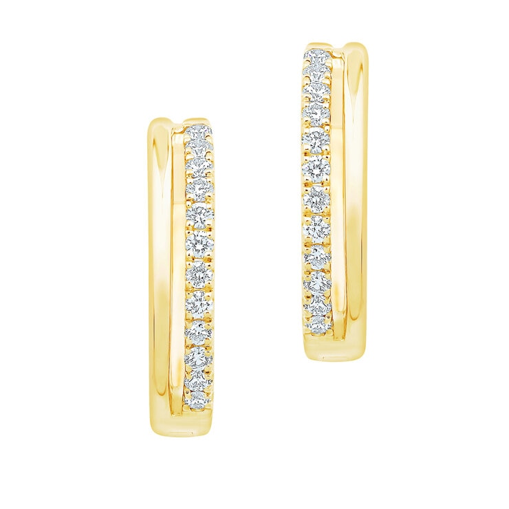 Arracadas de Diamantes .15ctw, Corte Redondo Brillante, Oro Amarillo de 14K — Imagen 2 de 4