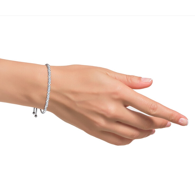 Pulsera Bolo de Diamantes 0.10ctw, Oro Blanco de 14K — Imagen 2 de 3