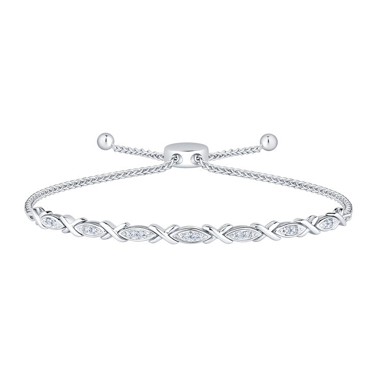 Pulsera Bolo de Diamantes 0.10ctw, Oro Blanco de 14K — Imagen 1 de 3