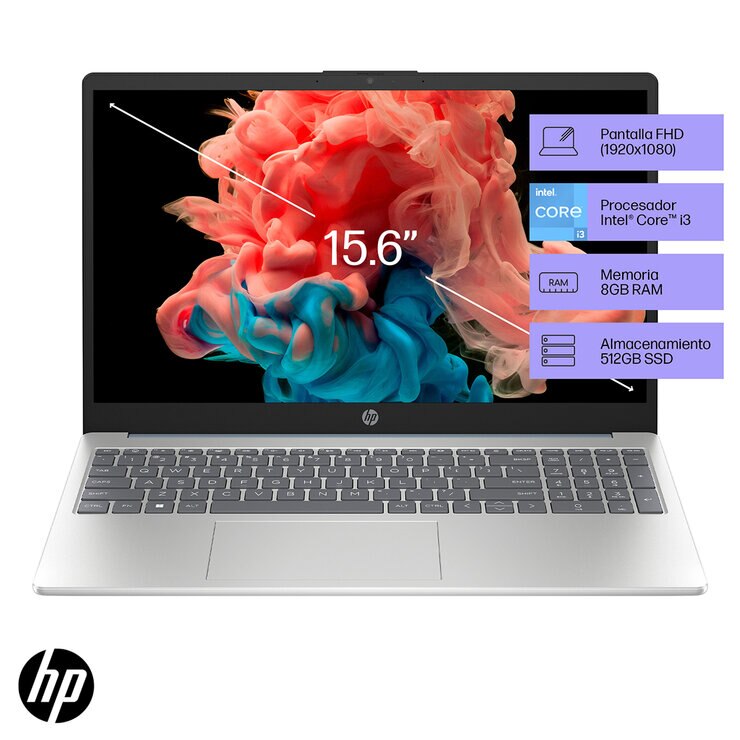 HP 15-fd0026la Laptop 15.6" Full HD Intel Core i3 8GB 512GB SSD — Imagen 3 de 4