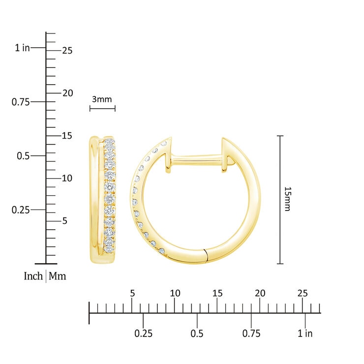 Arracadas de Diamantes .15ctw, Corte Redondo Brillante, Oro Amarillo de 14K — Imagen 4 de 4