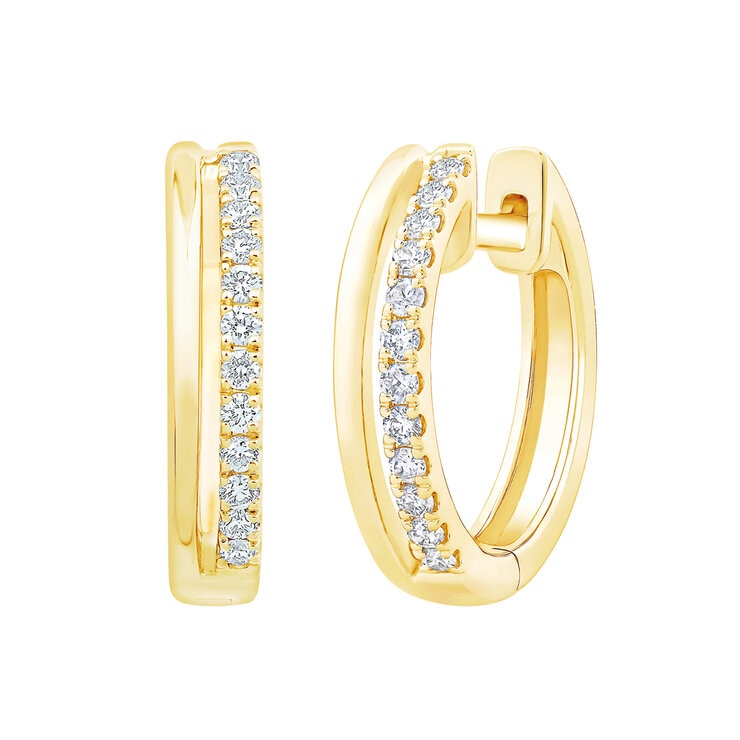 Arracadas de Diamantes .15ctw, Corte Redondo Brillante, Oro Amarillo de 14K — Imagen 1 de 4