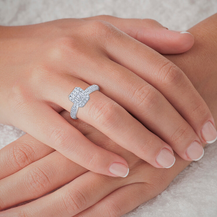 Anillo Nupcial de Diamantes 0.60ctw, Oro Blanco de 14K — Imagen 4 de 4