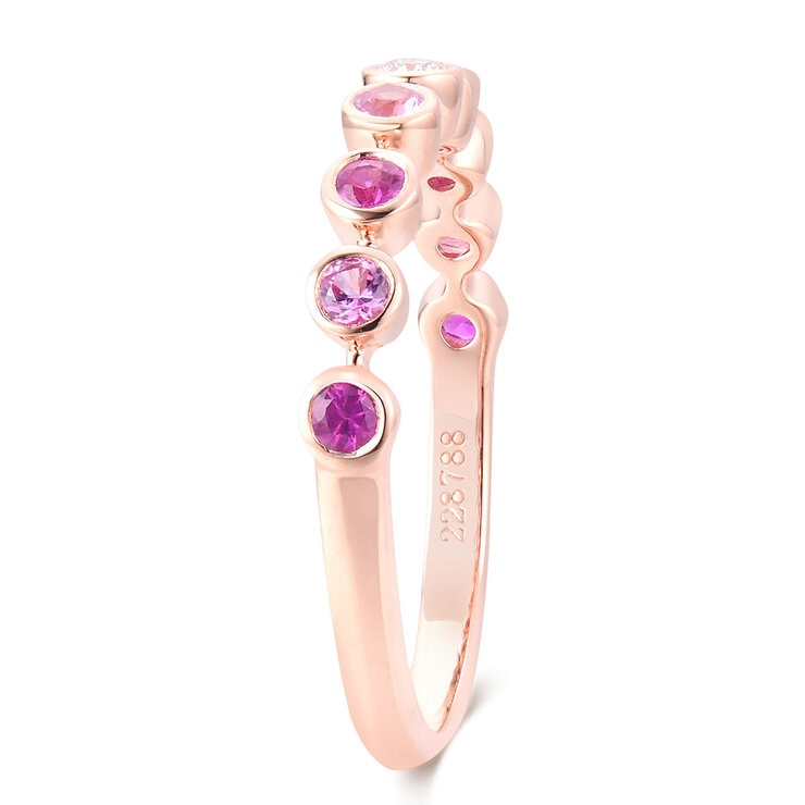 Anillo de Zafiros y Diamante 0.05ctw, Oro Rosa de 14K — Imagen 3 de 4
