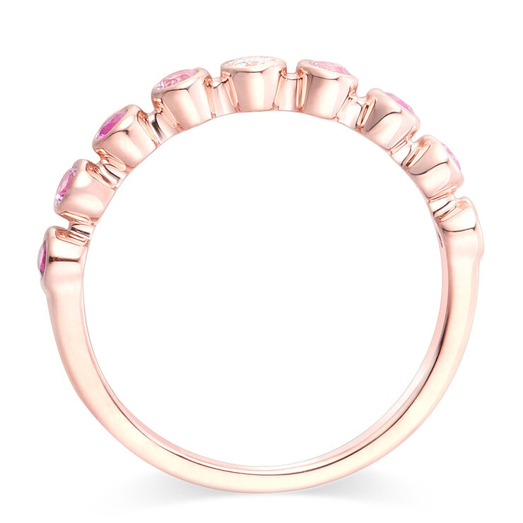 Anillo de Zafiros y Diamante 0.05ctw, Oro Rosa de 14K — Imagen 4 de 4