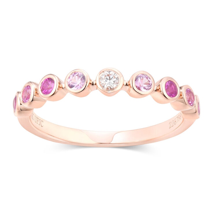Anillo de Zafiros y Diamante 0.05ctw, Oro Rosa de 14K — Imagen 1 de 4