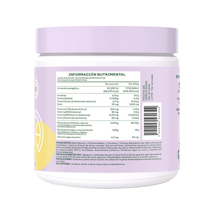 Bloom Pre-Workout Con Vitamina C, B6,B12 Limonada Rosa — Imagen 3 de 4