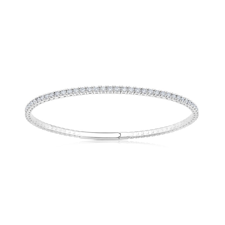 Brazalete Flexible de 14K Oro Blanco, 2.0CTW Diamantes Redondos — Imagen 1 de 4
