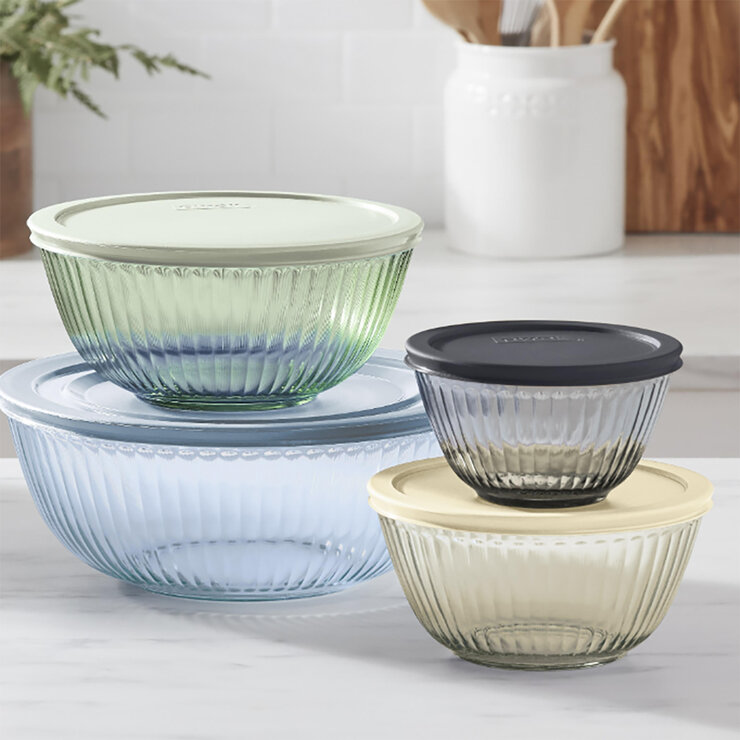 Pyrex Tazones de Vidrio con Tapas 8 piezas — Imagen 1 de 4