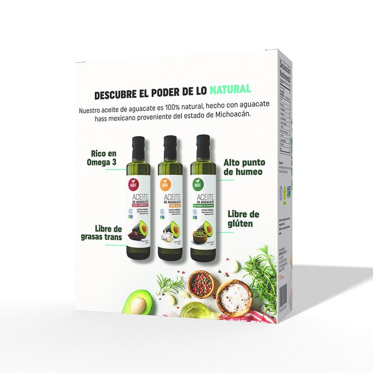NBF Aceite Extra Virgen de Aguacate 3 pzs de 260 ml — Imagen 3 de 4
