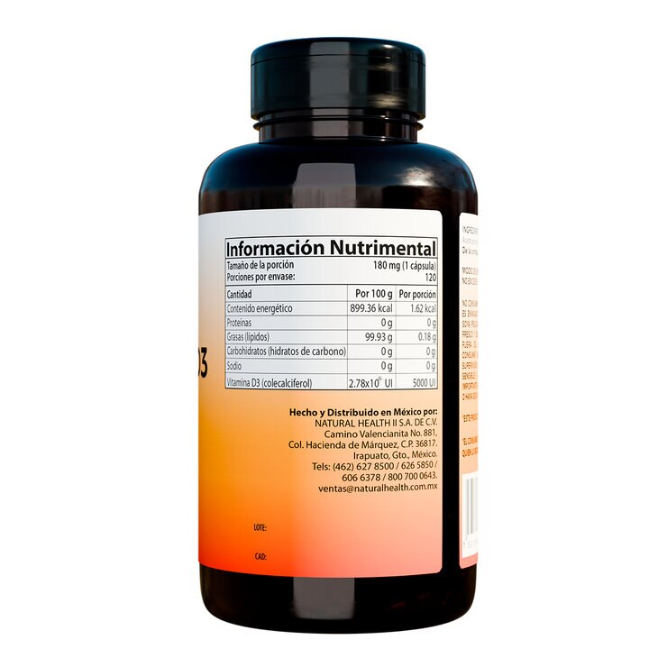 All Nature Vitamina D3 5000UI 120 Cápsulas — Imagen 3 de 3
