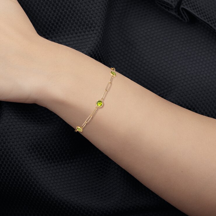Pulsera de Peridoto, Oro Amarillo de 14K — Imagen 2 de 4