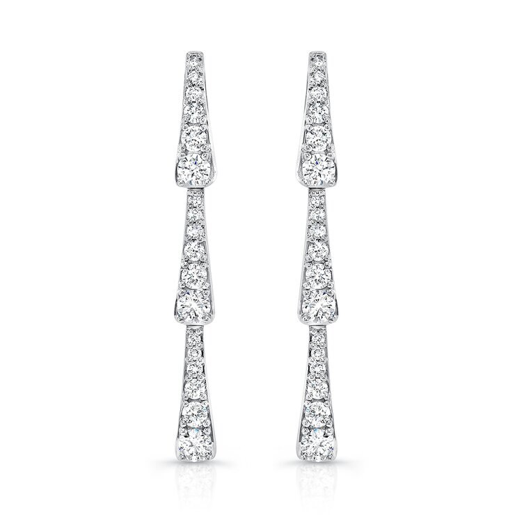 Aretes Colgantes de Diamantes 1.28ctw, en Oro Blanco 18K — Imagen 2 de 4