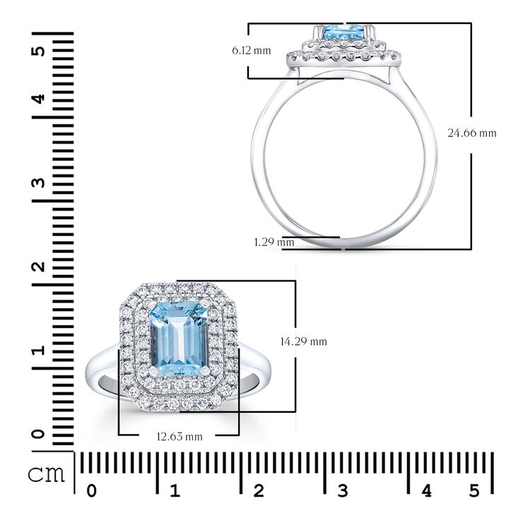Anillo de Aguamarina con Diamantes 0.40ctw, Oro Blanco 14K — Imagen 4 de 4