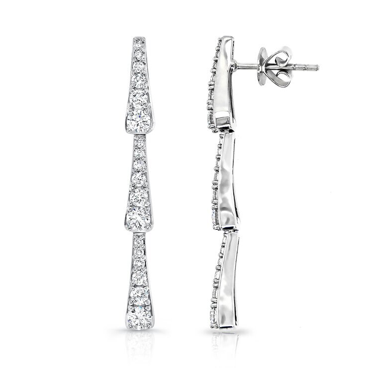 Aretes Colgantes de Diamantes 1.28ctw, en Oro Blanco 18K — Imagen 4 de 4