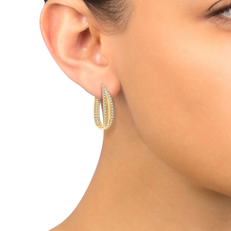 Aretes de Diamantes, 1.00ctw, Oro Amarillo de 14K — Imagen 3 de 4