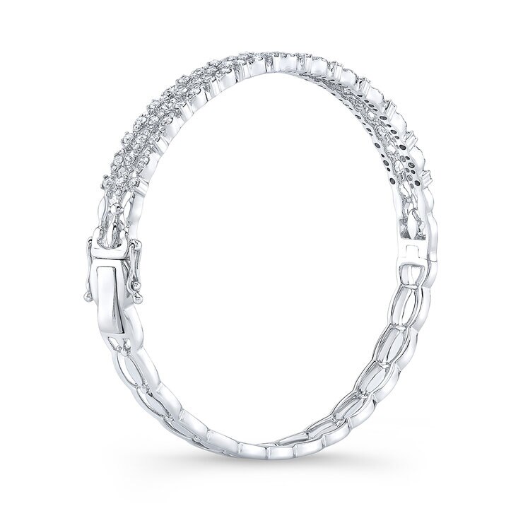 Pulsera con 3 Hileras de Diamantes 1.37ctw, Corte Redondo Brillante, Oro Blanco de 14K — Imagen 4 de 4