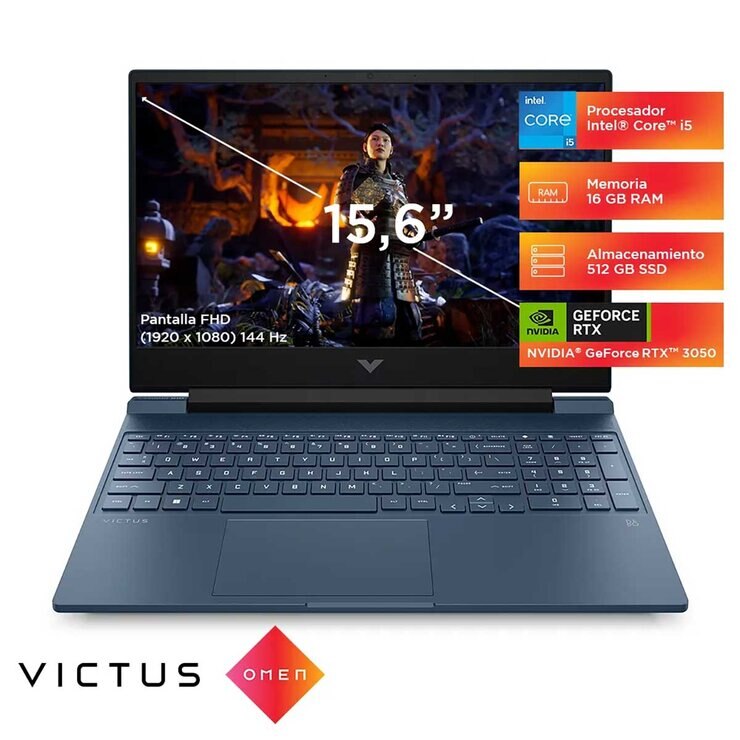 HP Victus Gaming 15-fa0022la Laptop 15.6" Full HD Intel Core i5 16GB 512GB SSD — Imagen 2 de 4
