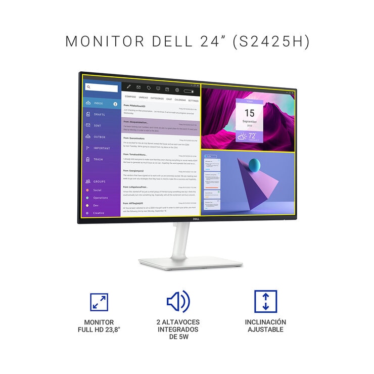 DELL, Monitor 23.8" Full HD S2425H — Imagen 3 de 4