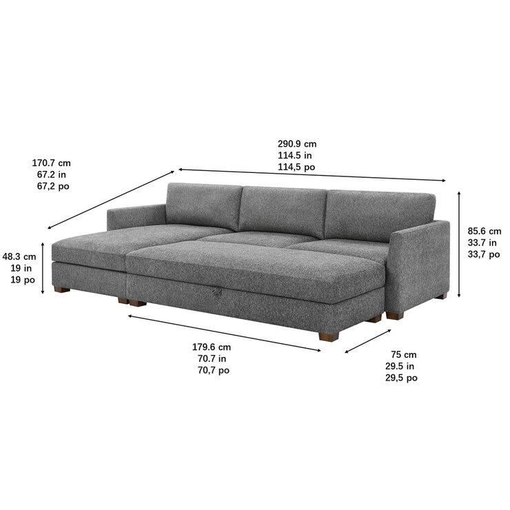 Thomasville, Sofá de Tela Estilo Chaise con Almacenamiento — Imagen 2 de 4