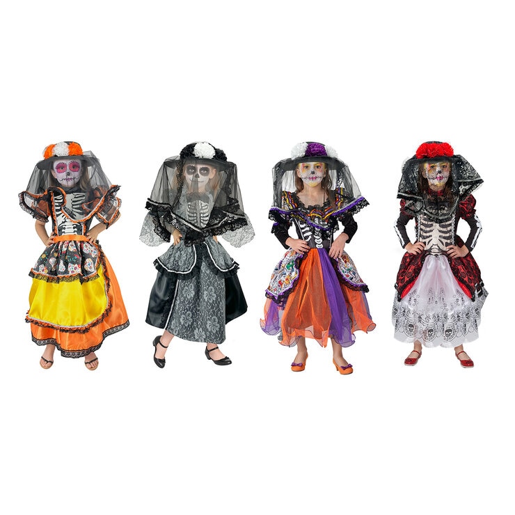 Disfraz de Catrina para Niñas, Varios Modelos 