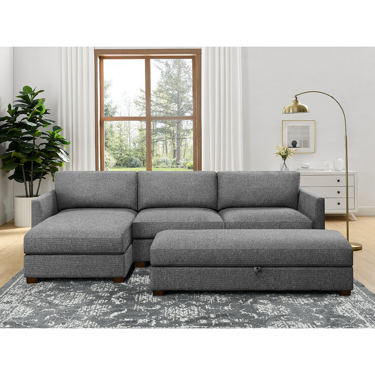 Thomasville, Sofá de Tela Estilo Chaise con Almacenamiento — Imagen 1 de 4