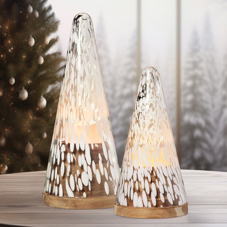 Juego de 2 Árboles de Vidrio con Velas LED  — Imagen 1 de 4