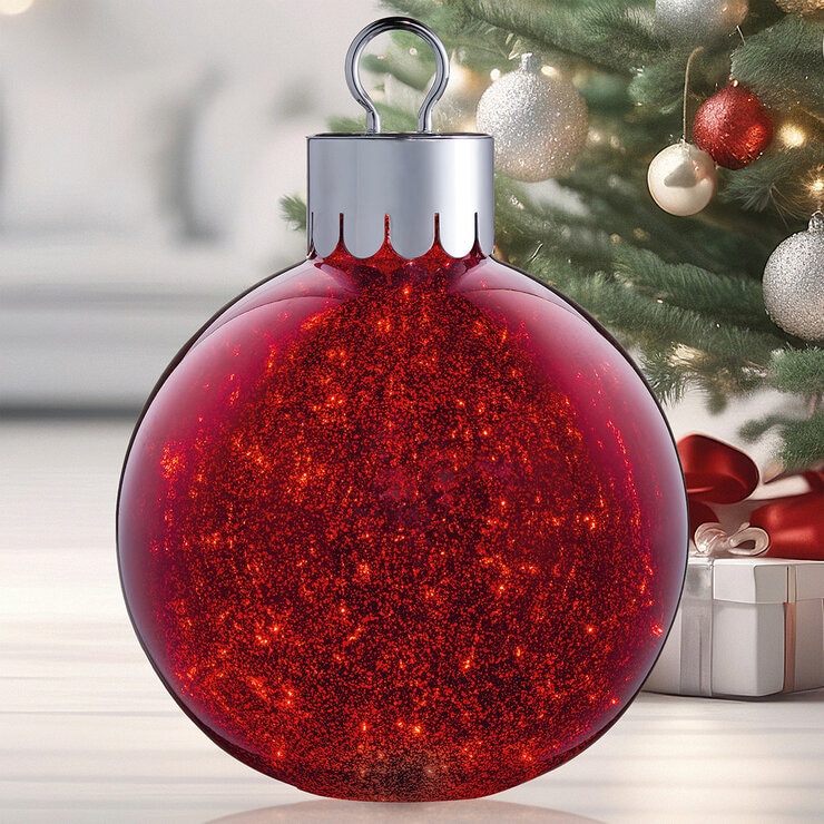 Ornamento Gigante de Vidrio con LED, Rojo  — Imagen 1 de 3