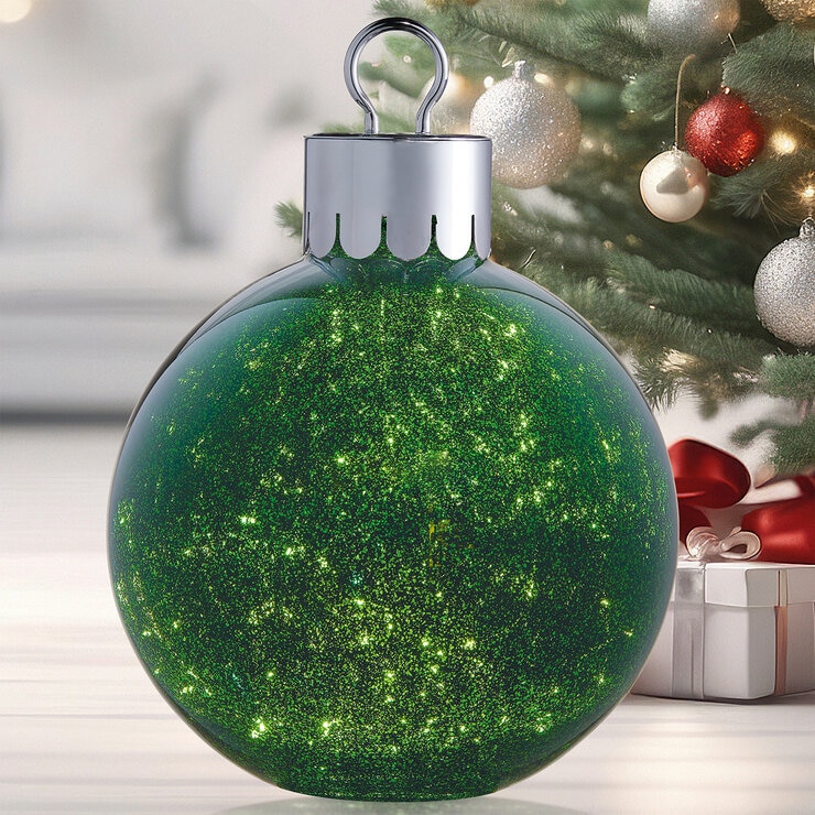 Ornamento Gigante de Vidrio con LED, Verde  — Imagen 1 de 3